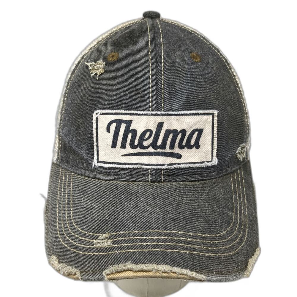 Headmost Trucker Hat Gray One Size Thelma Patch Distressed Mesh Back Snapback